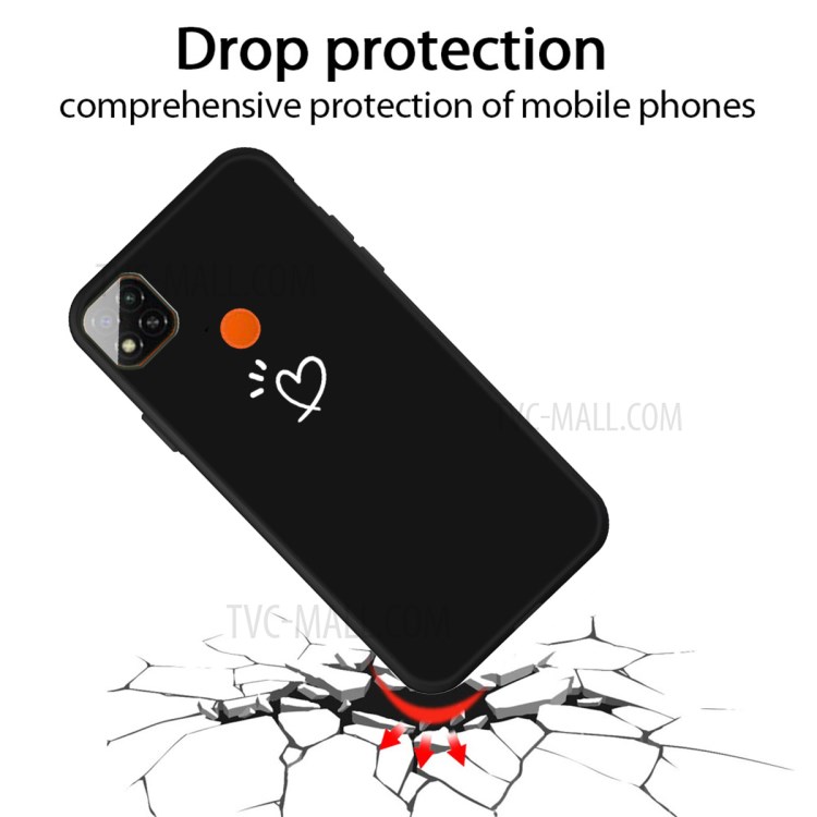 Heart Pattern Decor Matte TPU Phone Case Cover for Xiaomi Redmi 9C - Black-2