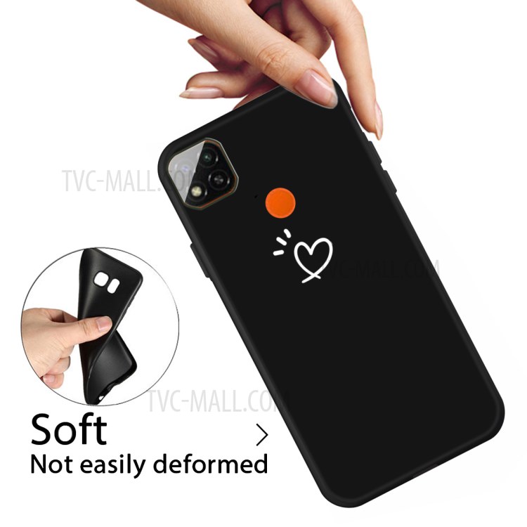 Heart Pattern Decor Matte TPU Phone Case Cover for Xiaomi Redmi 9C - Black-4