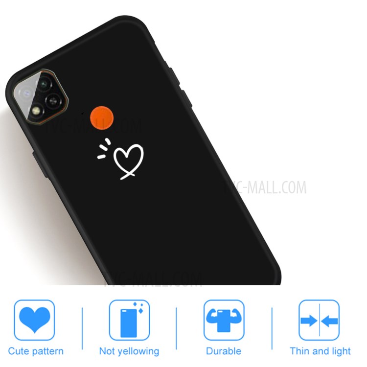 Heart Pattern Decor Matte TPU Phone Case Cover for Xiaomi Redmi 9C - Black-5