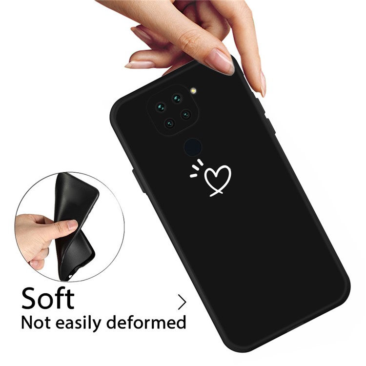 Heart Pattern Decor Matte TPU Phone Case Cover for Xiaomi Redmi Note 9 / Redmi 10X 4G - Black-4