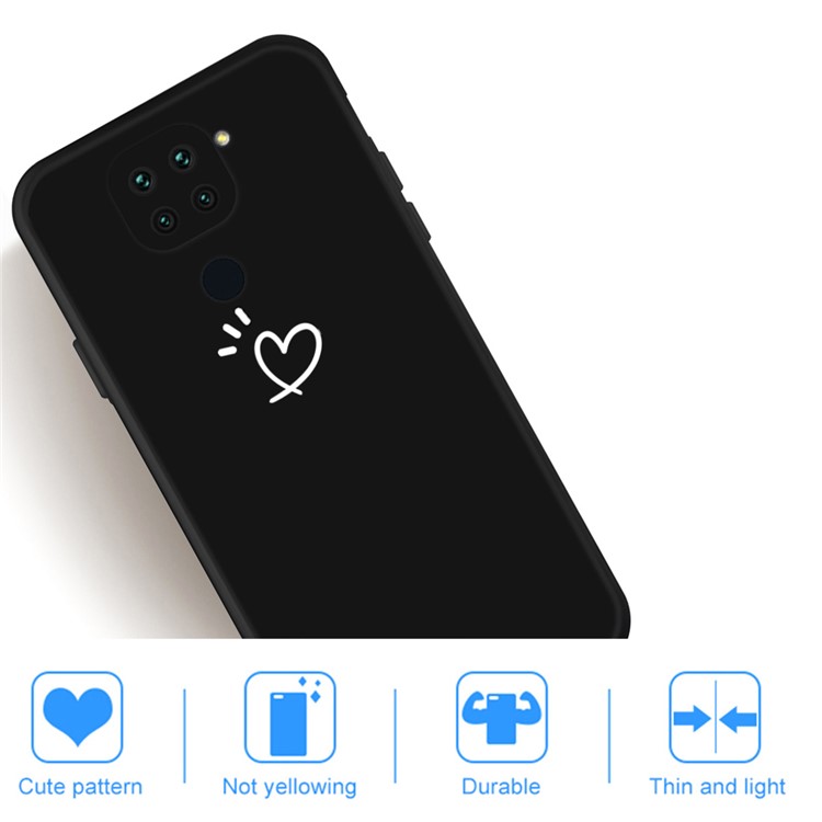 Heart Pattern Decor Matte TPU Phone Case Cover for Xiaomi Redmi Note 9 / Redmi 10X 4G - Black-5