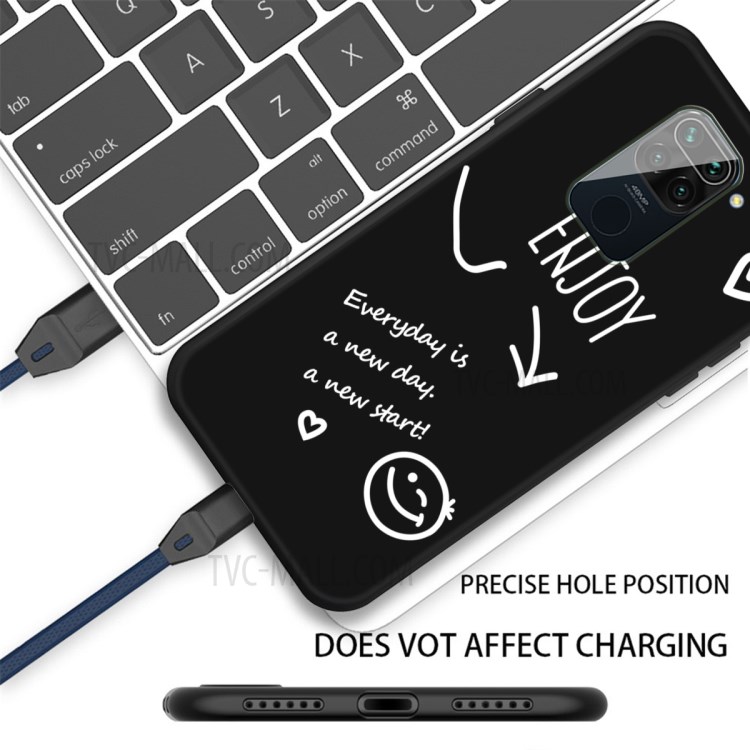 Smile Pattern Printing Matte TPU Back Shell for Xiaomi Redmi Note 9 / Redmi 10X 4G - Black-3