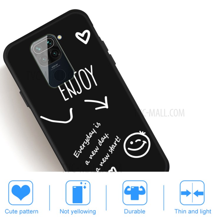 Smile Pattern Printing Matte TPU Back Shell for Xiaomi Redmi Note 9 / Redmi 10X 4G - Black-5