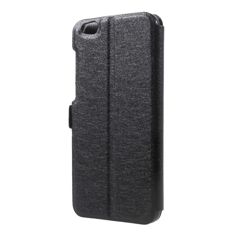Silk Texture Dual Window Stand Leather Case for Xiaomi Mi 5c - Black-3