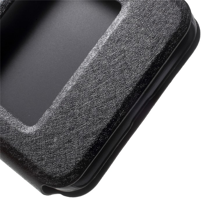 Silk Texture Dual Window Stand Leather Case for Xiaomi Mi 5c - Black-8