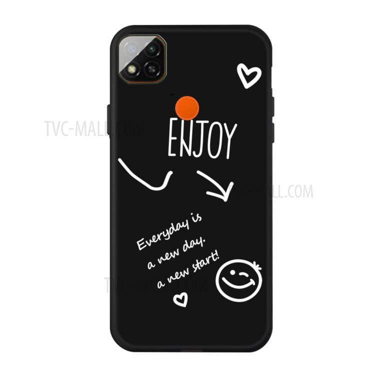 Smile Pattern Printing Matte TPU Back Case for Xiaomi Redmi 9C - Black-1