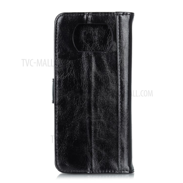 Phone Case Crazy Horse Texture Leather Stand Shell for Xiaomi Poco X3 NFC/Poco X3 - Black-6