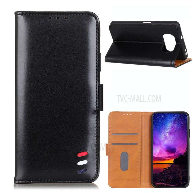 Phone Shell PU Leather Wallet Stand Protective Case for Xiaomi Poco X3 NFC/Poco X3 - Black-1