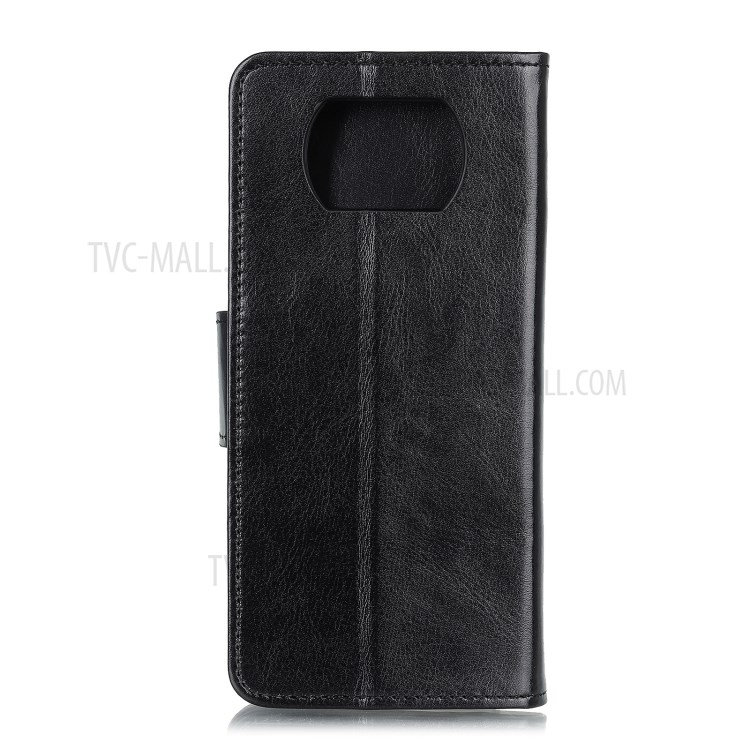 Leather Shell Crazy Horse Wallet Protector Case with Stand for Xiaomi Poco X3 NFC/Poco X3 - Black-2