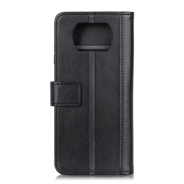 Smooth-surface Leather Protector Stand Wallet Case for Xiaomi Poco X3 NFC/Poco X3 - Black-2