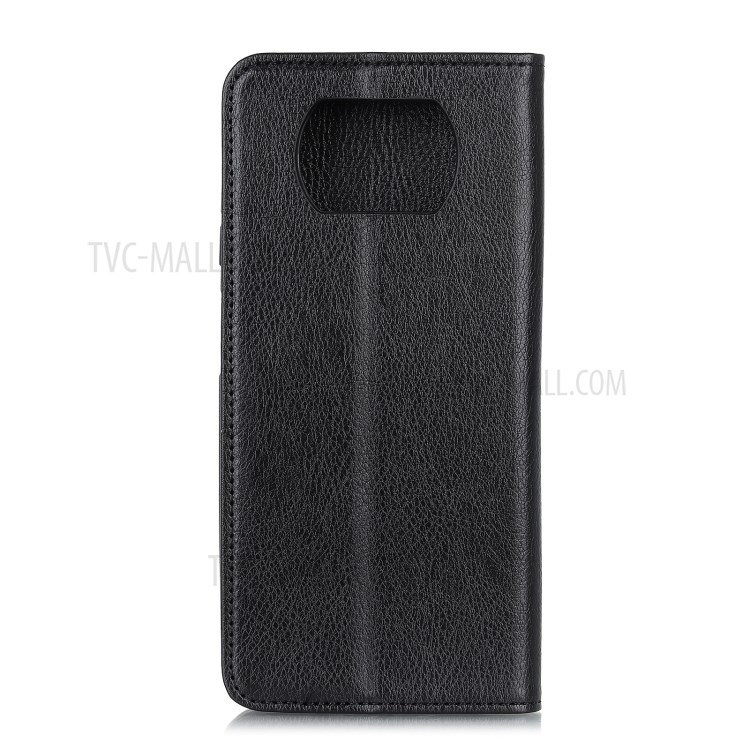 Auto-absorbed Litchi Texture Split Leather Case Phone Shell for Xiaomi Poco X3 NFC/Poco X3 - Black-2