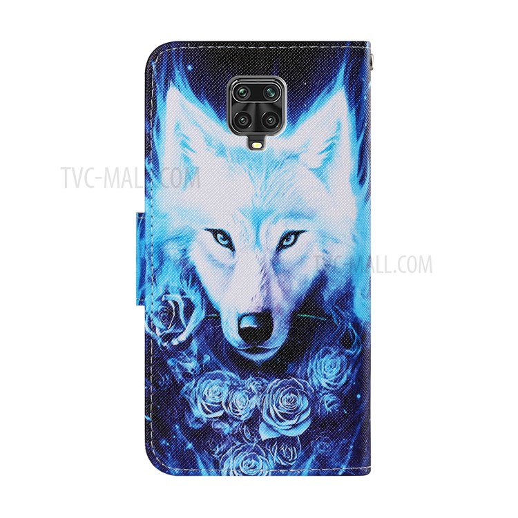 Pattern Printing Leather Wallet Stylish Stand Case with Handy Strap for Xiaomi Redmi Note 9S/Note 9 Pro/Note 9 Pro Max - Wolf-2