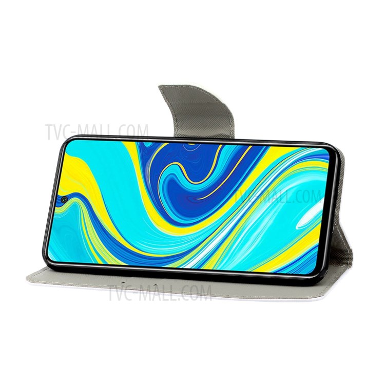 Pattern Printing Leather Wallet Stylish Stand Case with Handy Strap for Xiaomi Redmi Note 9S/Note 9 Pro/Note 9 Pro Max - Wolf-5