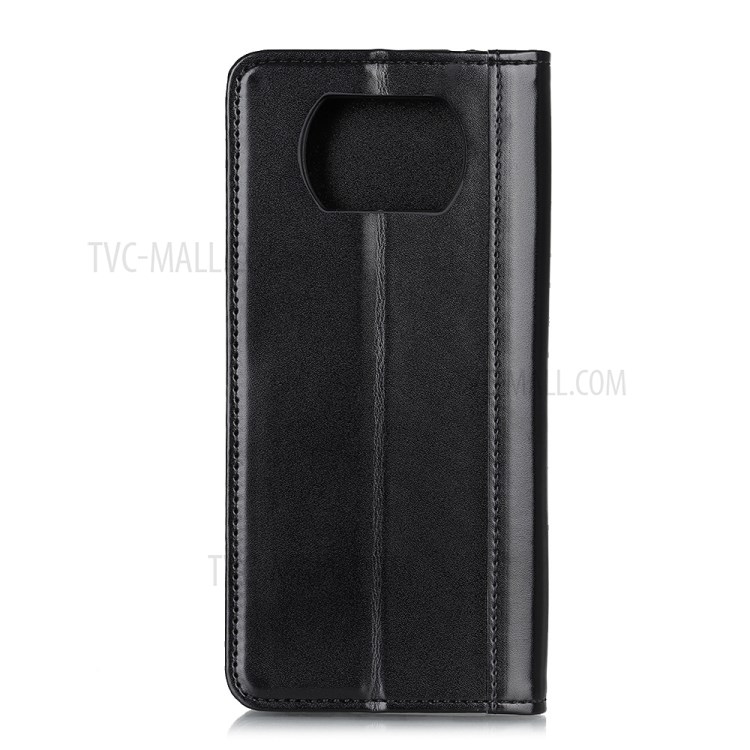 Auto-absorbed Split Leather Wallet Case with Stand Shell for Xiaomi Poco X3 NFC - Black-3