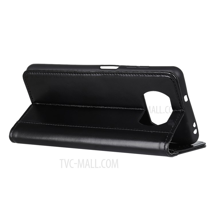 Auto-absorbed Split Leather Wallet Case with Stand Shell for Xiaomi Poco X3 NFC - Black-5