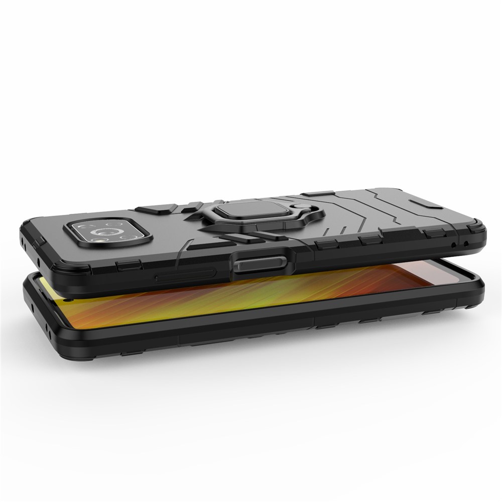 Cool Guard Ringhalter Kickstand PC TPU Hybrid -hülle Für Xiaomi Poco X3 Nfc/poco X3 - Schwarz