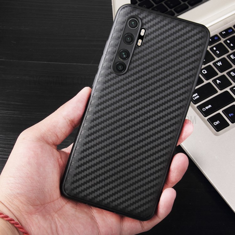 Twill Weave Carbon Fiber Skin TPU Phone Cover for Xiaomi Mi Note 10 Lite - Black-8