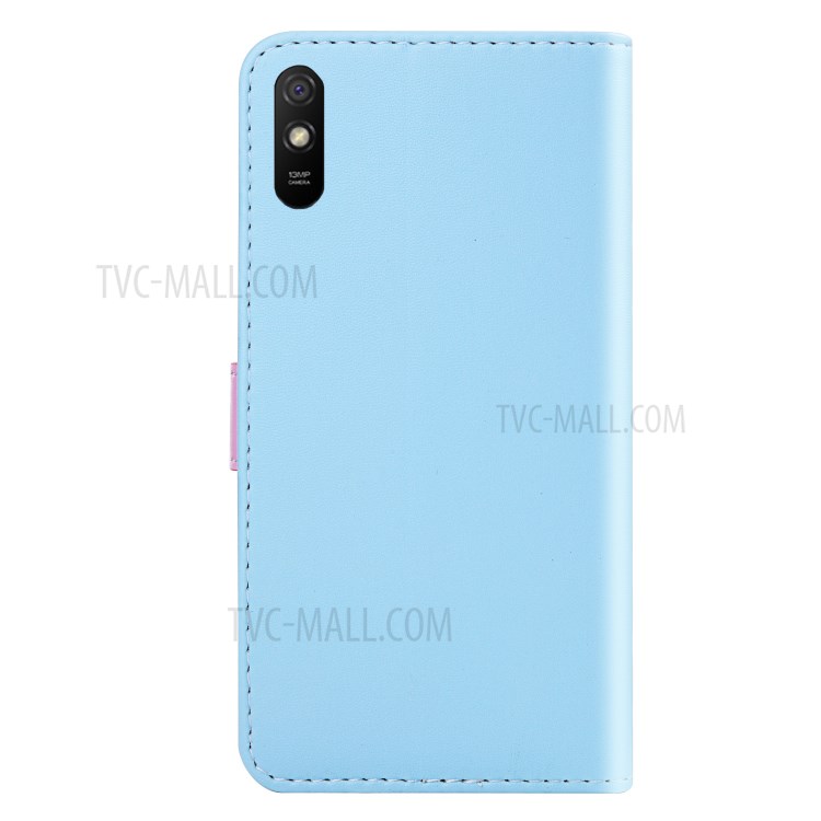 Color Splicing Magnetic Leather Phone Protective Shell for Xiaomi Redmi 9A - Baby Blue-3