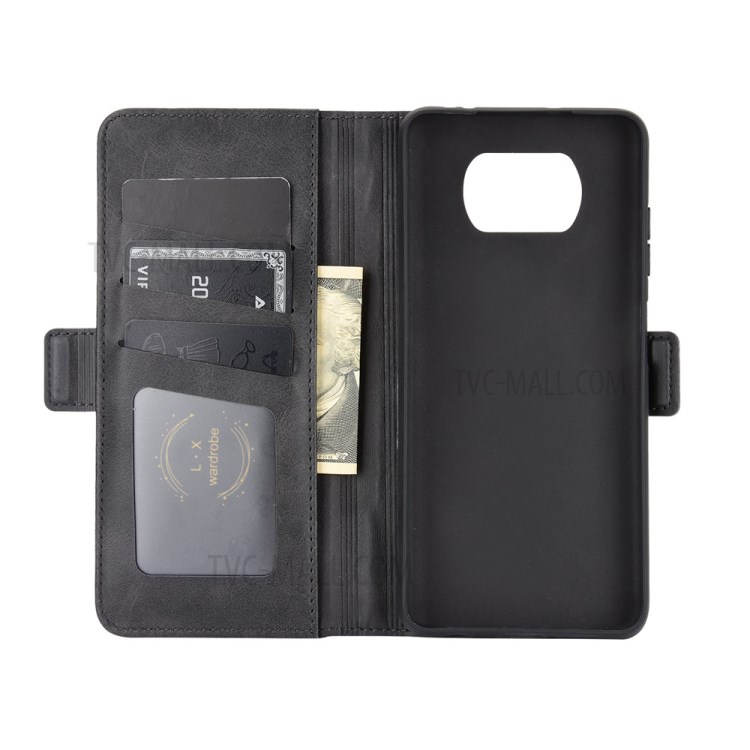 Flip Leather Phone Cover Case with Card Slots and Cash Wallet for Xiaomi Poco X3/Poco X3 NFC - Black-3
