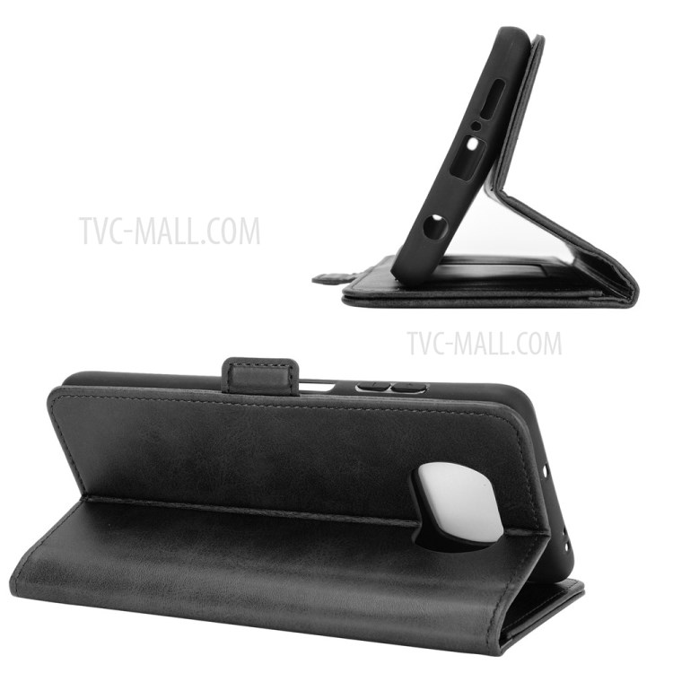 Flip Leather Phone Cover Case with Card Slots and Cash Wallet for Xiaomi Poco X3/Poco X3 NFC - Black-5