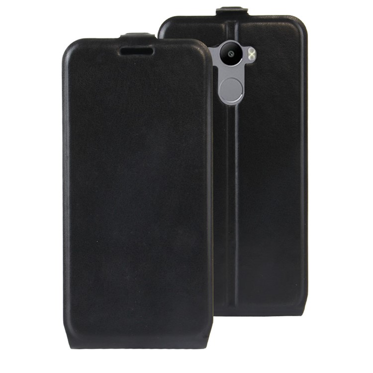 ID/Photo Slot Crazy Horse Vertical Flip Leather Mobile Case for Xiaomi Redmi 4 - Black-1