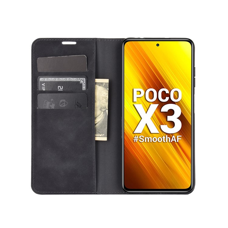Skin-Touch Leather Phone Cover Case for Xiaomi Poco X3/Poco X3 NFC - Black-3