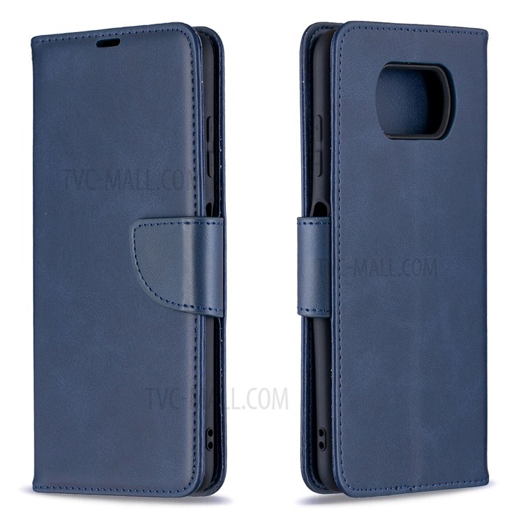 PU Leather Wallet Stand Phone Case with Handy Strap for Xiaomi Poco X3 / Poco X3 NFC - Blue-2