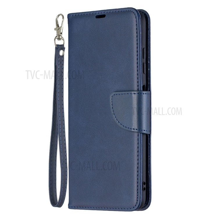 PU Leather Wallet Stand Phone Case with Handy Strap for Xiaomi Poco X3 / Poco X3 NFC - Blue-3
