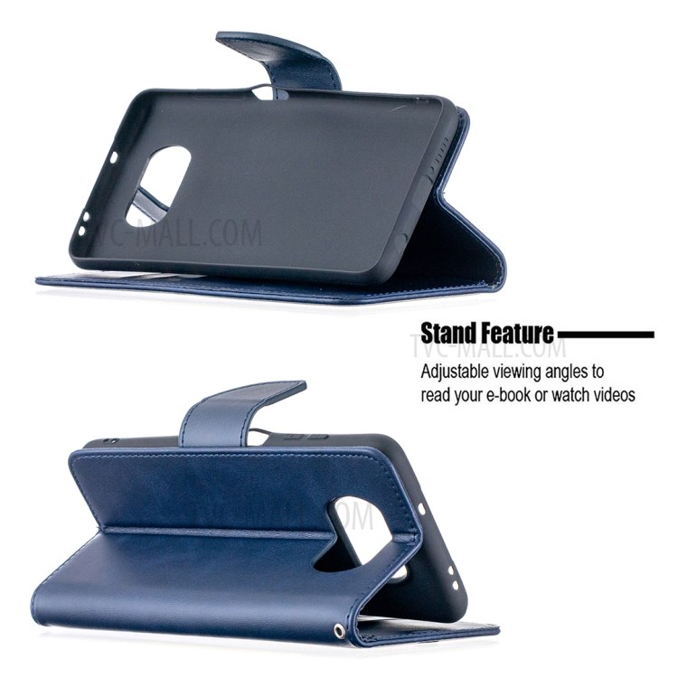 PU Leather Wallet Stand Phone Case with Handy Strap for Xiaomi Poco X3 / Poco X3 NFC - Blue-5