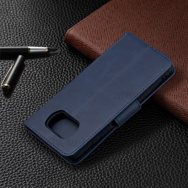 PU Leather Wallet Stand Phone Case with Handy Strap for Xiaomi Poco X3 / Poco X3 NFC - Blue-8