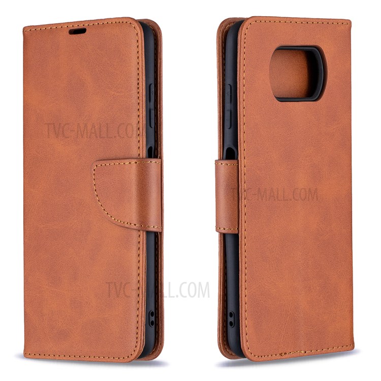 PU Leather Wallet Stand Phone Case with Handy Strap for Xiaomi Poco X3 / Poco X3 NFC - Coffee-2