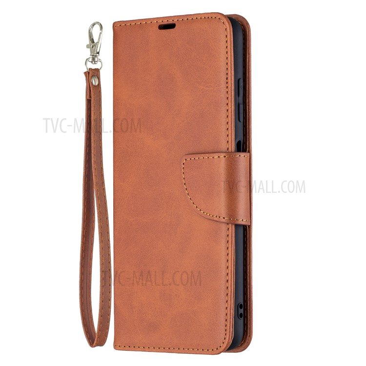 PU Leather Wallet Stand Phone Case with Handy Strap for Xiaomi Poco X3 / Poco X3 NFC - Coffee-3