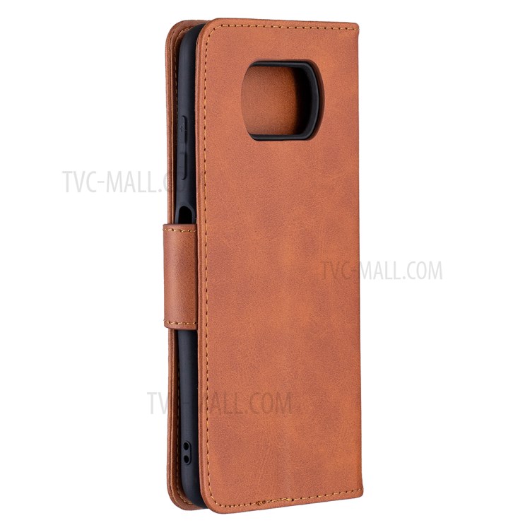 PU Leather Wallet Stand Phone Case with Handy Strap for Xiaomi Poco X3 / Poco X3 NFC - Coffee-4