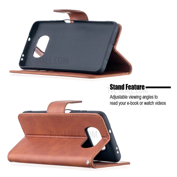 PU Leather Wallet Stand Phone Case with Handy Strap for Xiaomi Poco X3 / Poco X3 NFC - Coffee-5