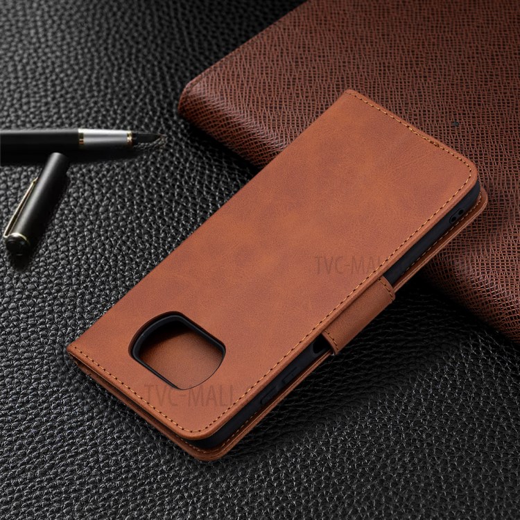 PU Leather Wallet Stand Phone Case with Handy Strap for Xiaomi Poco X3 / Poco X3 NFC - Coffee-8