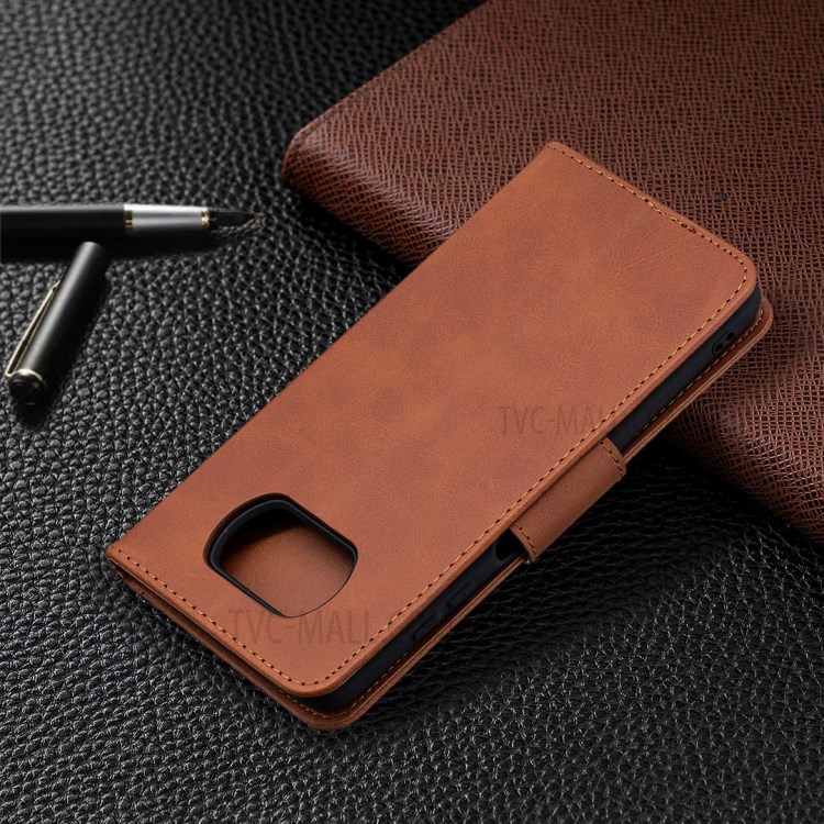 pu en Cuir Portefeuille Étui de Téléphone Avec Sangle Pratique Pour Xiaomi Poco X3 / Poco X3 NFC - Café-8