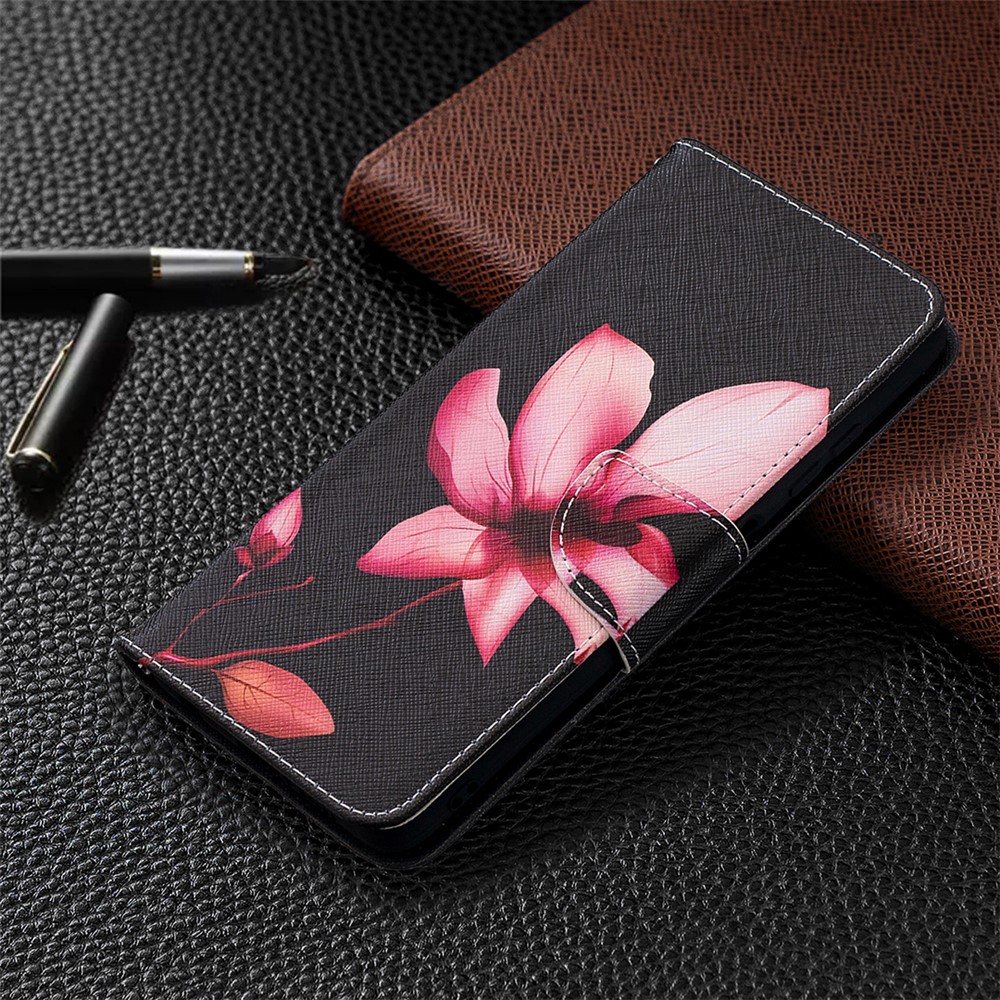 Pattern Printing Wallet Stand Flip Leather Phone Shell for Xiaomi Poco X3 - Pink Flower-7