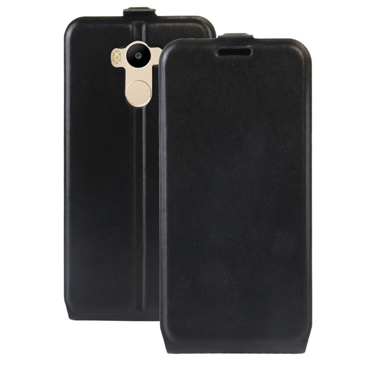 ID/Photo Slot Crazy Horse Leather Vertical Flip Case for Xiaomi Redmi 4 Prime / 4 Pro - Black-1