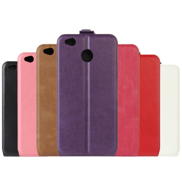 For Xiaomi Redmi 4X Vertical Flip Crazy Horse Leather Case with ID/Photo Slot - Black-6