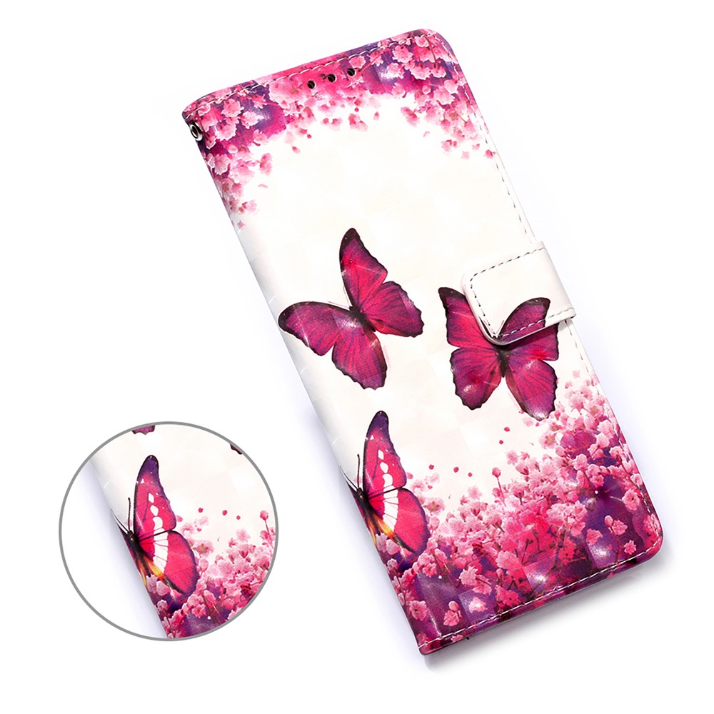 Padrão de Decoração de Ponto Leve Caixa de Telefone de Couro Com Cinta Para Xiaomi Poco X3 Nfc / Poco X3 - Borboleta Rosa