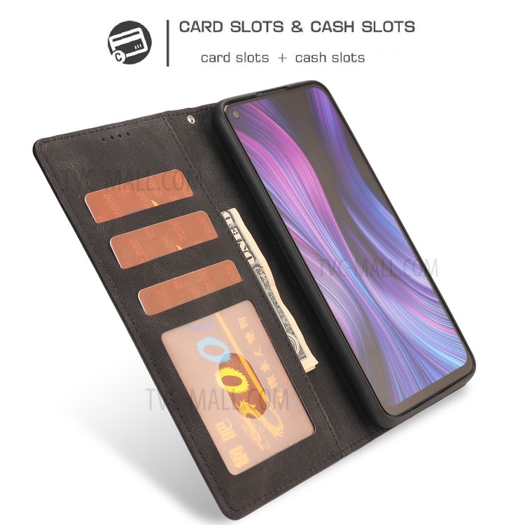 PU Leather Phone Cover Shell with Card Slots and Cash Pocket for Xiaomi Redmi Note 9 - Black-10