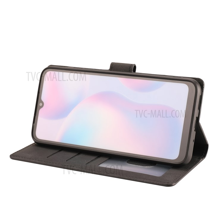 Matte Surface Leather Wallet Phone Cover Shell for Xiaomi Redmi 9A - Black-6