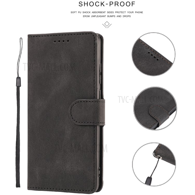 Matte Surface Leather Wallet Phone Cover Shell for Xiaomi Redmi 9A - Black-8