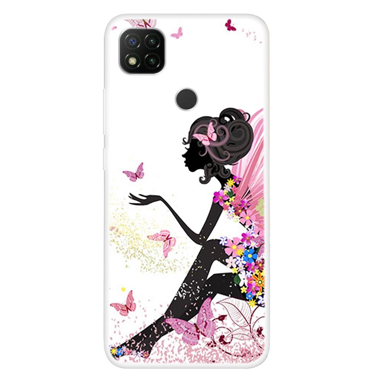 Pattern Printing Soft TPU Protector Shell for Xiaomi Redmi 9C - Girl/Flower-1