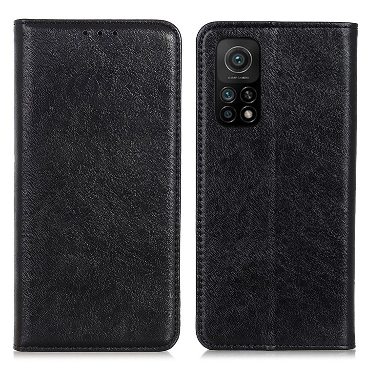 Auto-absorbed Crazy Horse Texture Split Leather Wallet Phone Cover for Xiaomi Mi 10T/Mi 10T Pro 5G - Black-1