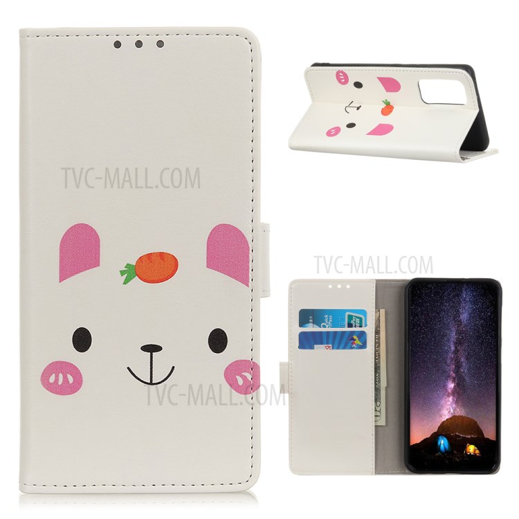 Pattern Printing Flip Leather Wallet Stand Phone Shell for Xiaomi Mi 10T/Mi 10T Pro 5G - Animal Face and Carrot-1