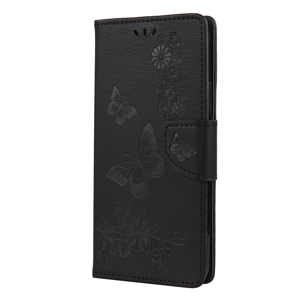 Butterfly Pattern Imprinting TPU + PU Leather Stand Wallet Phone Protector for Xiaomi Mi 10 Lite 5G - Black-2