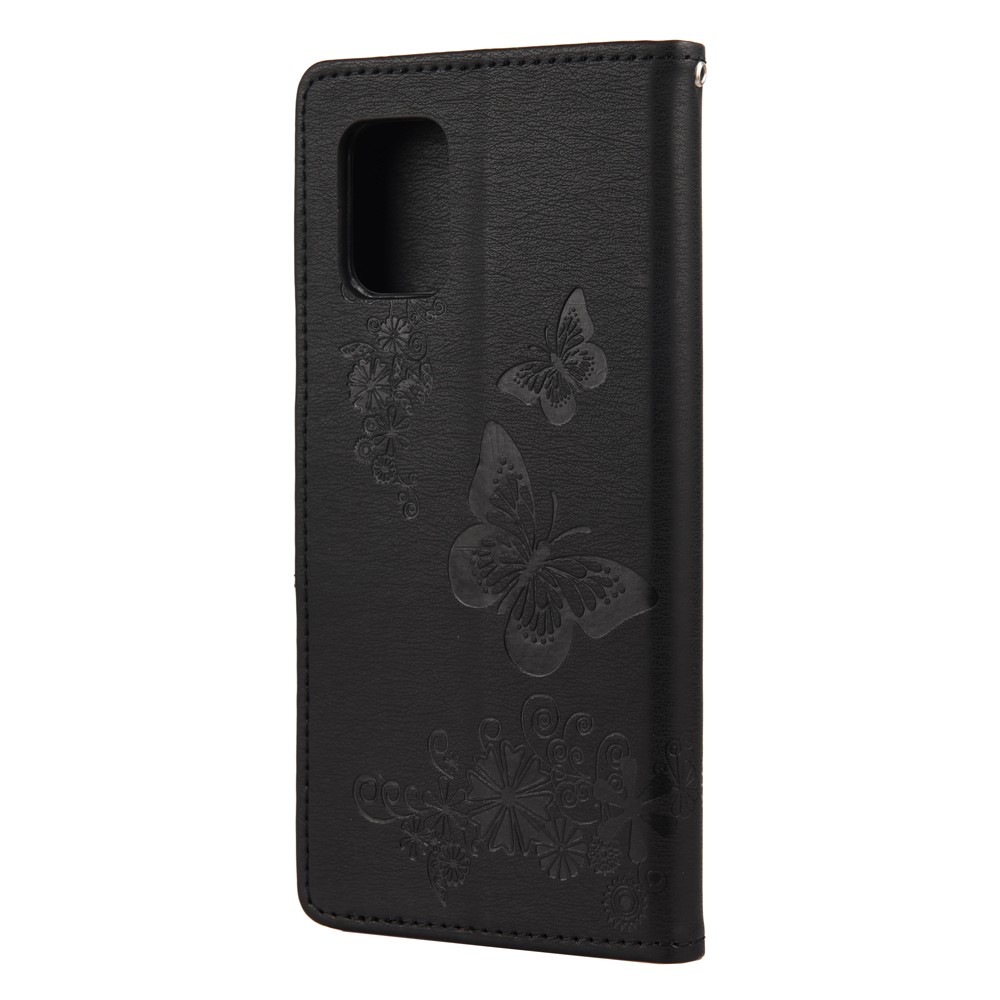 Butterfly Pattern Imprinting TPU + PU Leather Stand Wallet Phone Protector for Xiaomi Mi 10 Lite 5G - Black-3