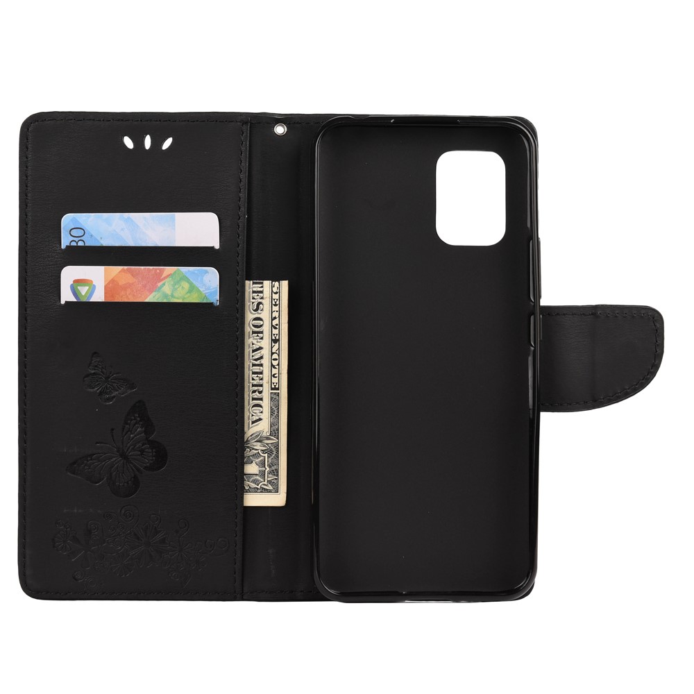 Butterfly Pattern Imprinting TPU + PU Leather Stand Wallet Phone Protector for Xiaomi Mi 10 Lite 5G - Black-4