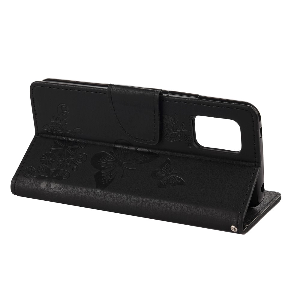 Butterfly Pattern Imprinting TPU + PU Leather Stand Wallet Phone Protector for Xiaomi Mi 10 Lite 5G - Black-6